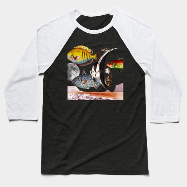 Fish World Collage Baseball T-Shirt by snexus